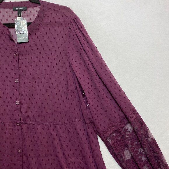 NWT Torrid Dress Womens 2X Purple Clip Dot Kimono Maxi Georgette $99 - Picture 3 of 13